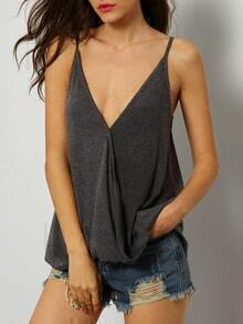 Grey Deep V Neck Cami Top