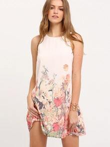 Multicolor Sleeveless Flower Print Dress