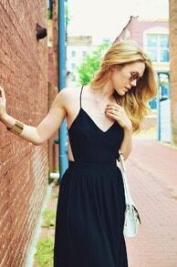 Black V-neck Spaghetti Straps Backless Maxi Dress