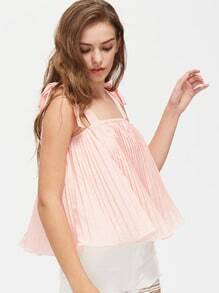 Self Tie Shoulder Pleated Trapeze Top