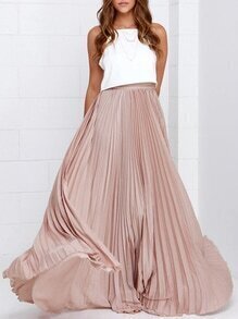Pink Pleated Maxi Skirt
