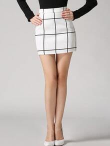 Plaid Bodycon White Skirt