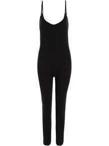 Black Spaghetti Strap Backless Slim Jumpsuit