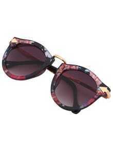 Multi-color Plastic Frame Metal Arms Sunglasses