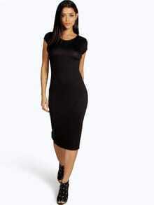 Black Crew Neck Slim Sheath Dress