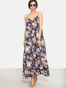 Multicolor Floral Spaghetti Strap Maxi Dress