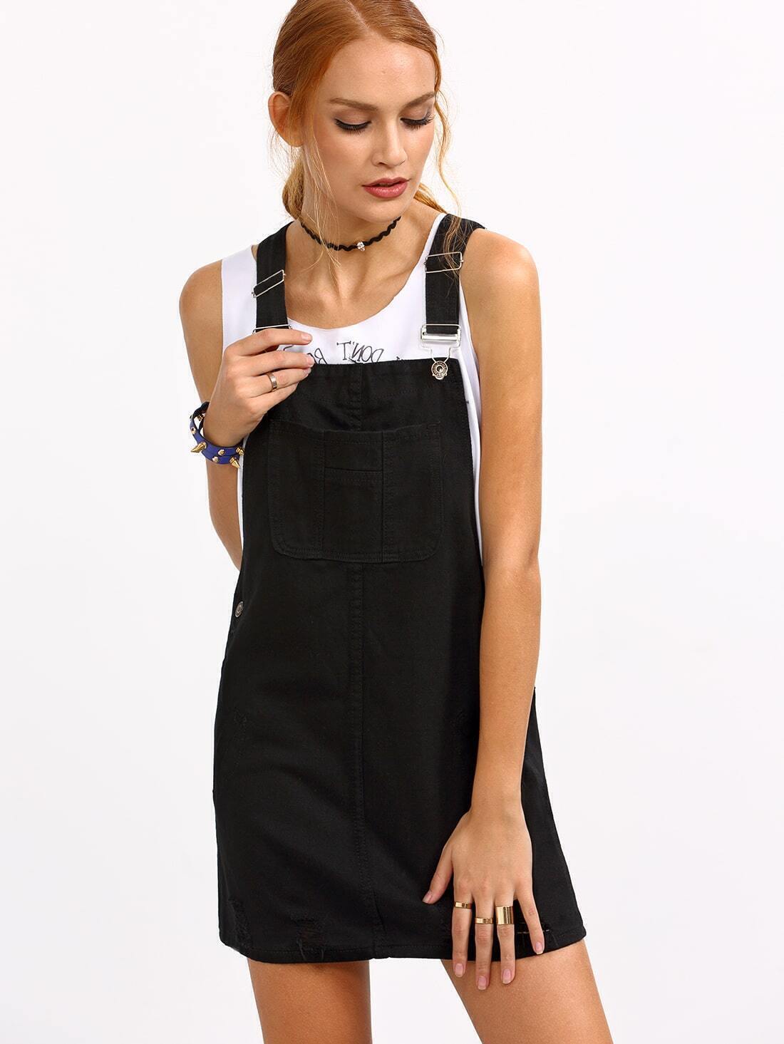 Ripped Black Denim Overall Dress EmmaCloth-Women Fast Fashion Online Ripped Black Denim Overall Dress. Pin It - Ripped Black Denim Overall Dress EmmaCloth-Women Fast Fashion Online