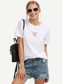 White Heart Print T-shirt