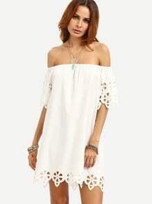 White Cutout Off The Shoulder Shift Dress