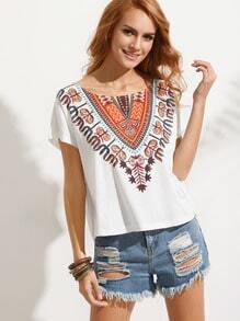 Multicolor Print Short Sleeve T-shirt