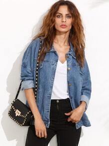 Blue Drop Shoulder Boyfriend Denim Jacket