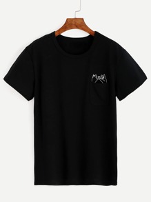 Black Pinky Swear Gesture Print T-Shirt