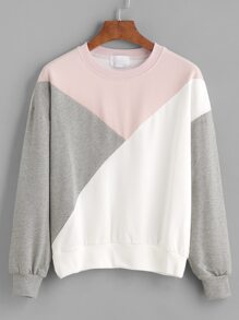 Color Block Drop Shouder Sweatshirt