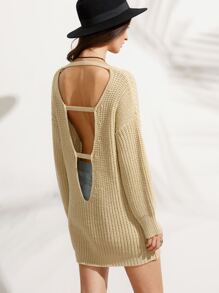 Apricot Cut Out Back Long Sleeve Sweater
