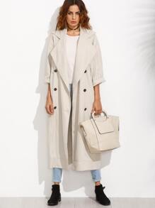 Apricot Lapel Button Long Sleeve Outerwear