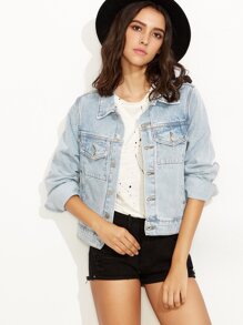 Light Blue Button Front Denim Jacket