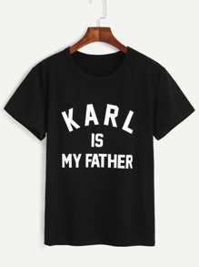 Black Slogan Print T-shirt