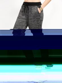 Contrast Trim Drawstring Waist Pants