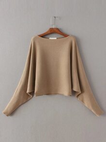 Khaki Boat Sleeve Dolman Sleeve Sweater