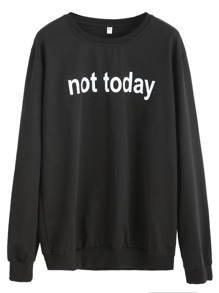 Black Letters Print Sweatshirt
