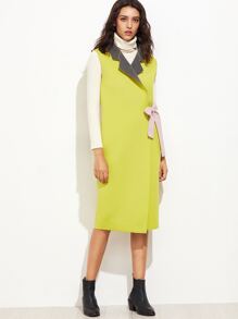 Yellow Double Face Sleeveless Wrap Coat