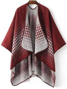 Red Draped Collar Dip Hem Cape Sweater