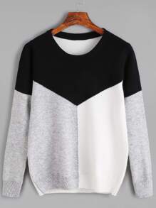 Color Black Round Neck Jersey Sweater