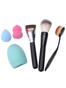 6PCS Brush Cleaning Brush Powder Puff Makeup Tool Set