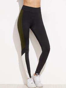 Grey Contrast Panel Leggings