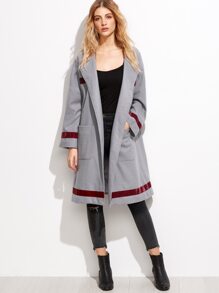 Shawl Collar Drop Shoulder Coat With Pockets