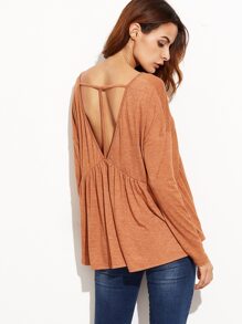 V Neck Cut Out Back T-shirt
