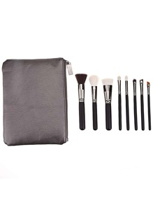 8PCS Black Professional Makeup Brush Set With Grey Bag