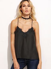 Black Lace Trim Racerback Cami Top