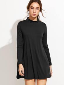 Black Mock Neck Shift Dress
