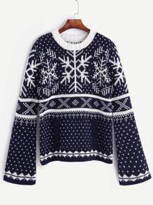 Navy Snow Ugly Christmas Sweater With Pocket
