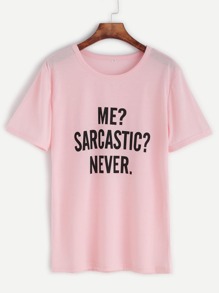 Pink Letter Print T-shirt