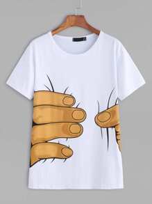 White Hand Print Short Sleeve T-shirt