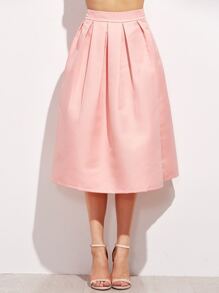 Pink Zipper Side Flare Skirt