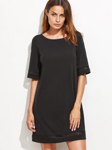 Black Mesh Panel Tunic Dress