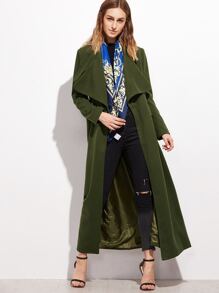 Olive Green Oversized Collar Long Coat