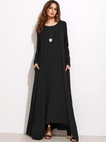 Black Long Sleeve Shift Maxi Dress