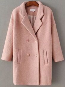 Pink Double Breasted Drop Shoulder Coat