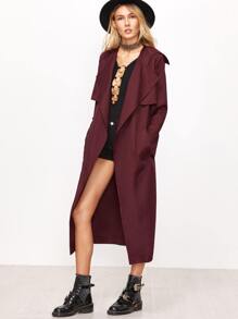 Burgundy Detachable Longline Wrap Coat
