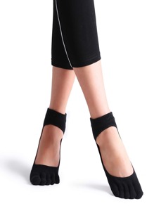 Black Non Slip 5 Toe Grip Socks