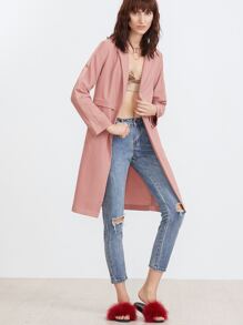 Lapel Fake Pockets Open Front Coat