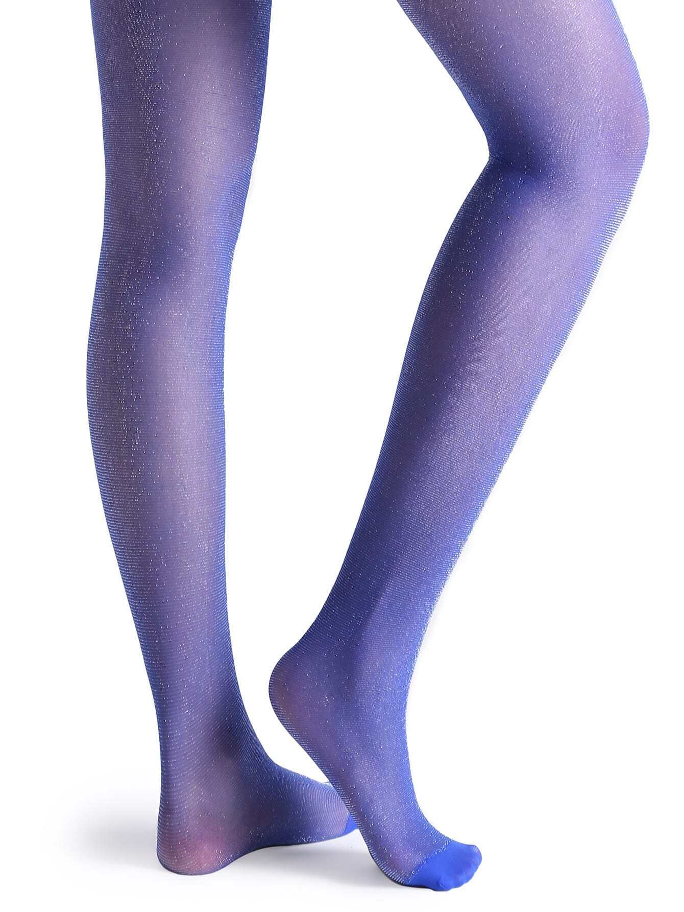 Royal Blue Glitter Lurex Pantyhose Stockings EmmaClothWomen Fast Fashion Online