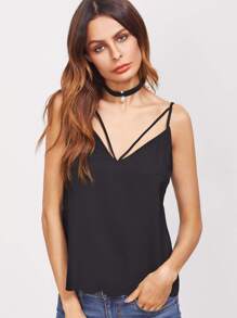Black Scallop Hem Strappy Cami Top