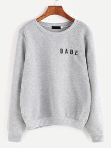 Light Grey Letter Print Sweatshirt