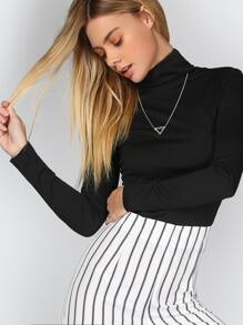 Black Turtleneck Ribbed Slim Fit T-shirt