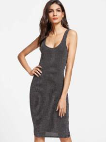 Black Ribbed Knit Bodycon Tank Dress